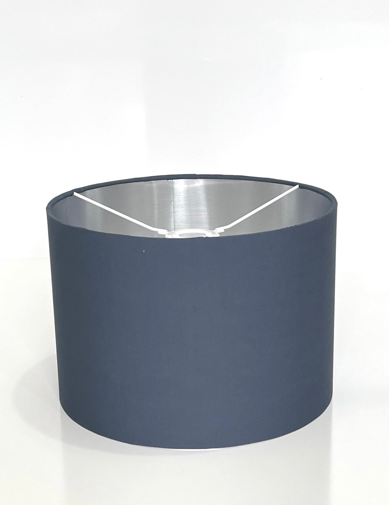 Hand made quality lamp shade with metallic lining made with storm grey lamp shade cotton fabric
