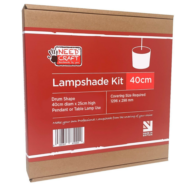 New lamp shade craft kit 45cm diameter x 21cm h large drum with white plain panel  all instructions guide included metallic lining available