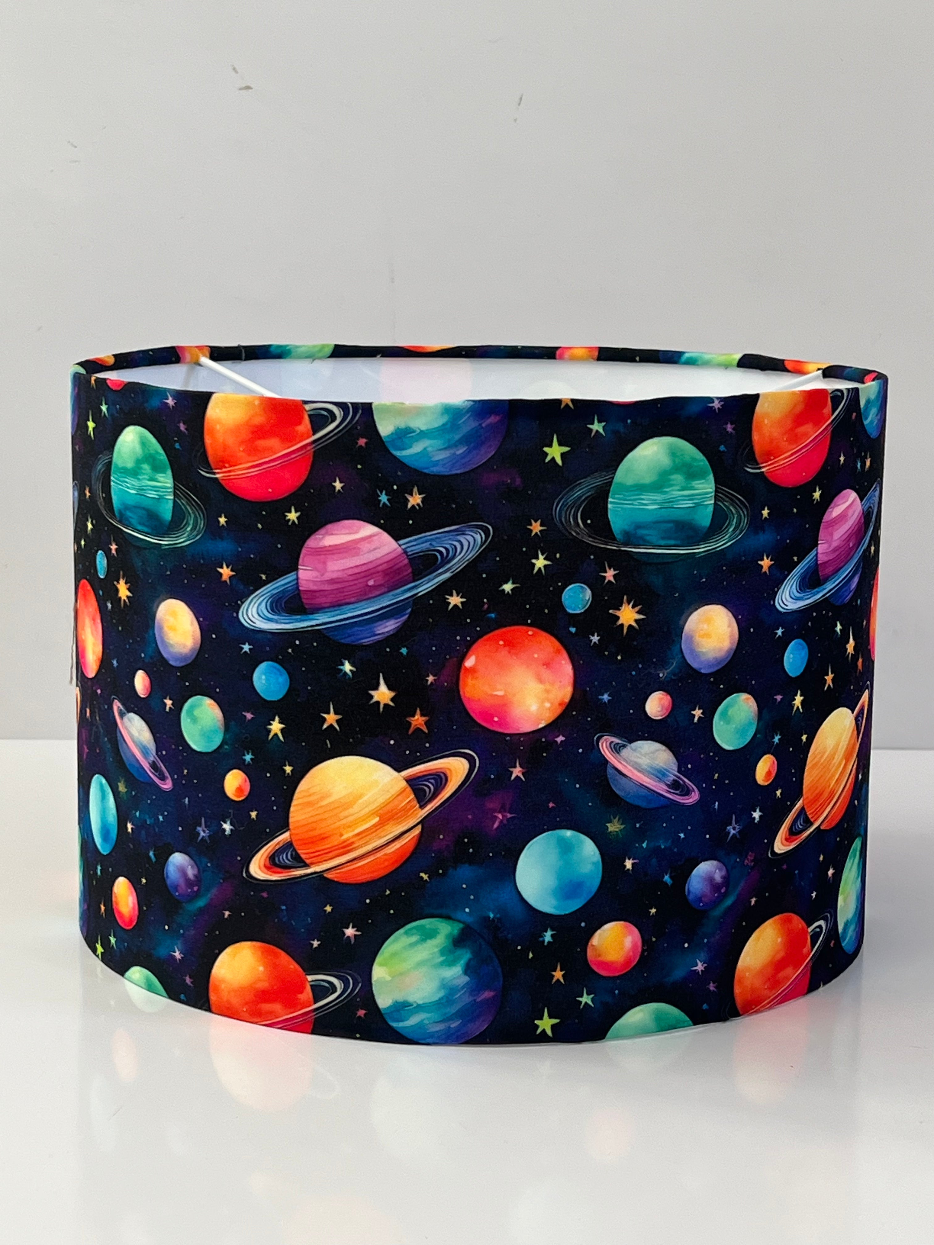 New handmade kids / children room space planets stars solar system sky pattern drum shape lamp shade pendant shade
