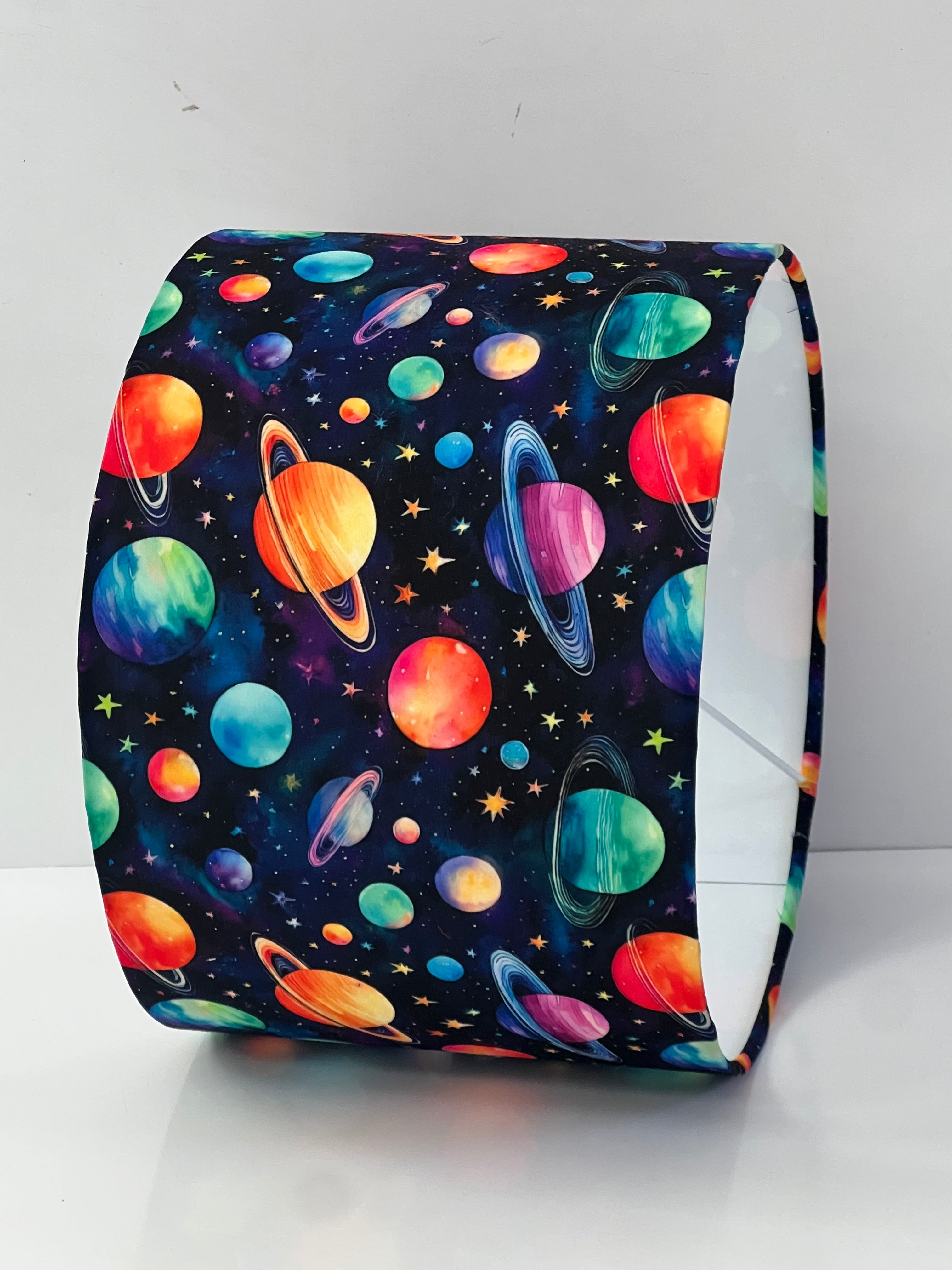 New handmade kids / children room space planets stars solar system sky pattern drum shape lamp shade pendant shade