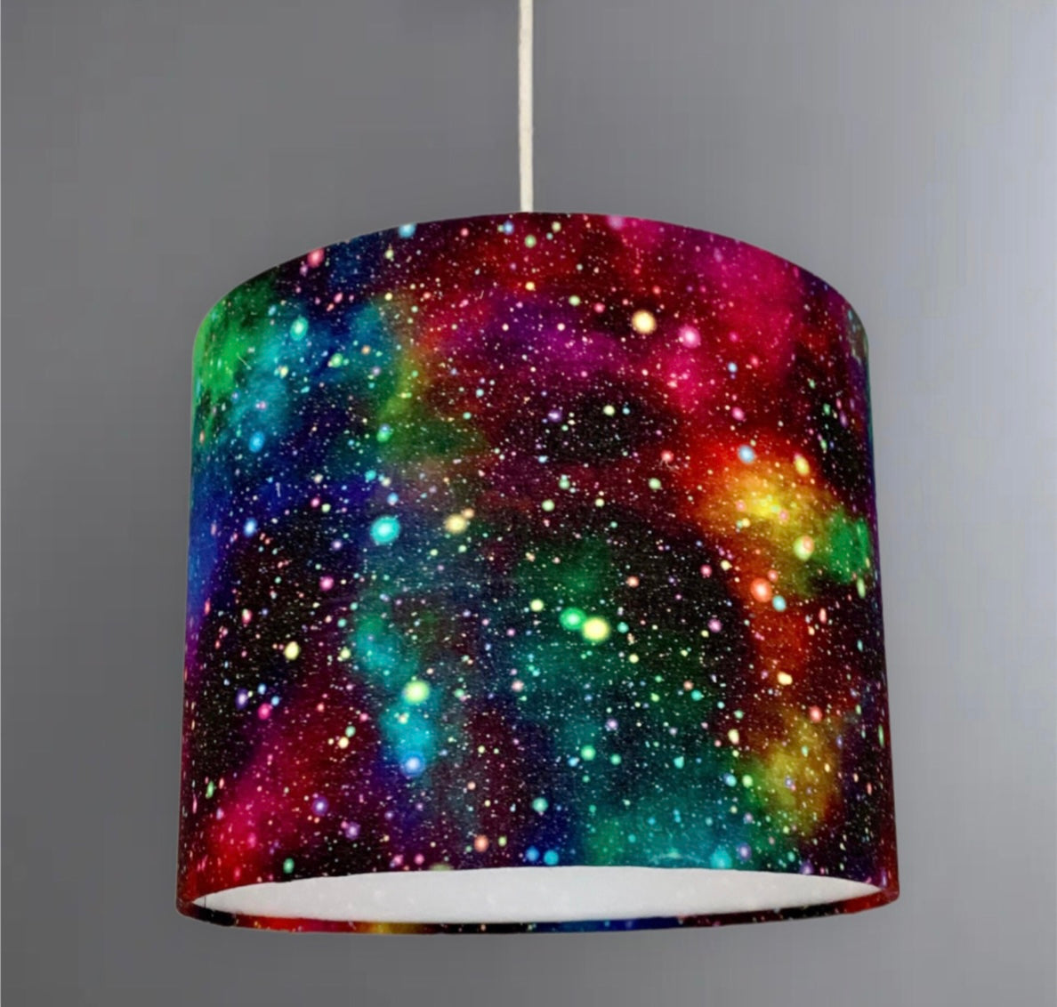 new high quality stunning  kids / children room multicolour rainbow deep galaxy space stars in rainbow sky pattern lamp shade pendant shade