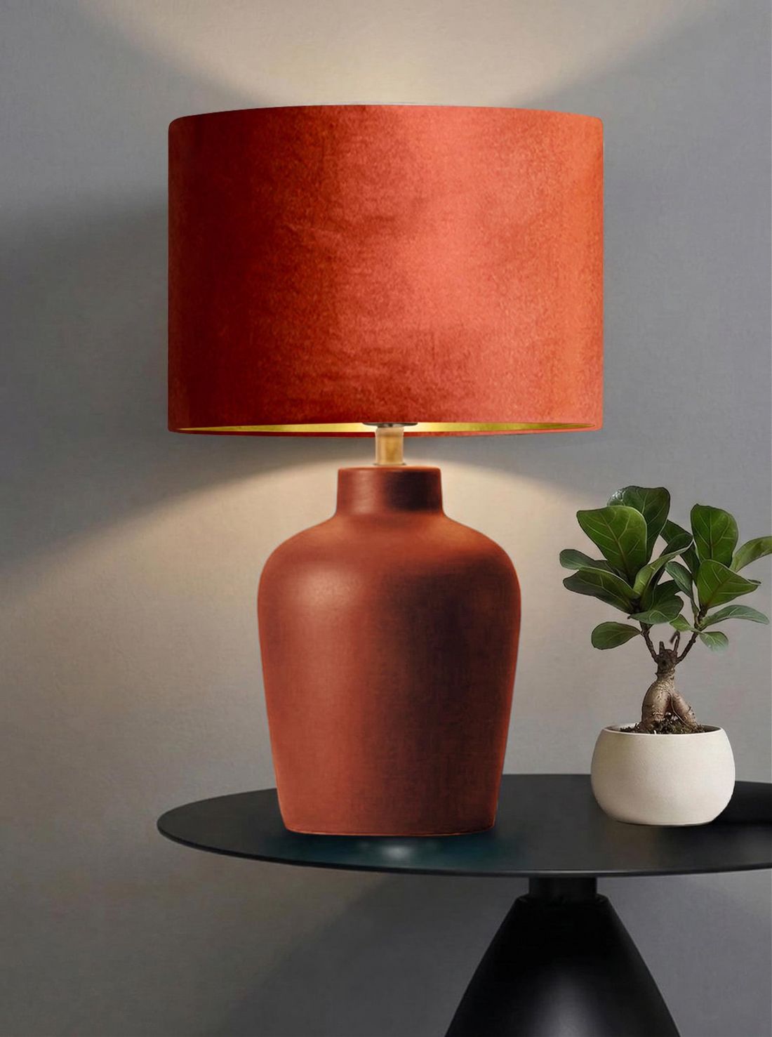 New luxury premium quality glamour spice rust velvet fabric with brushed metallics lining lamp shade pendant light shade in multi sizes