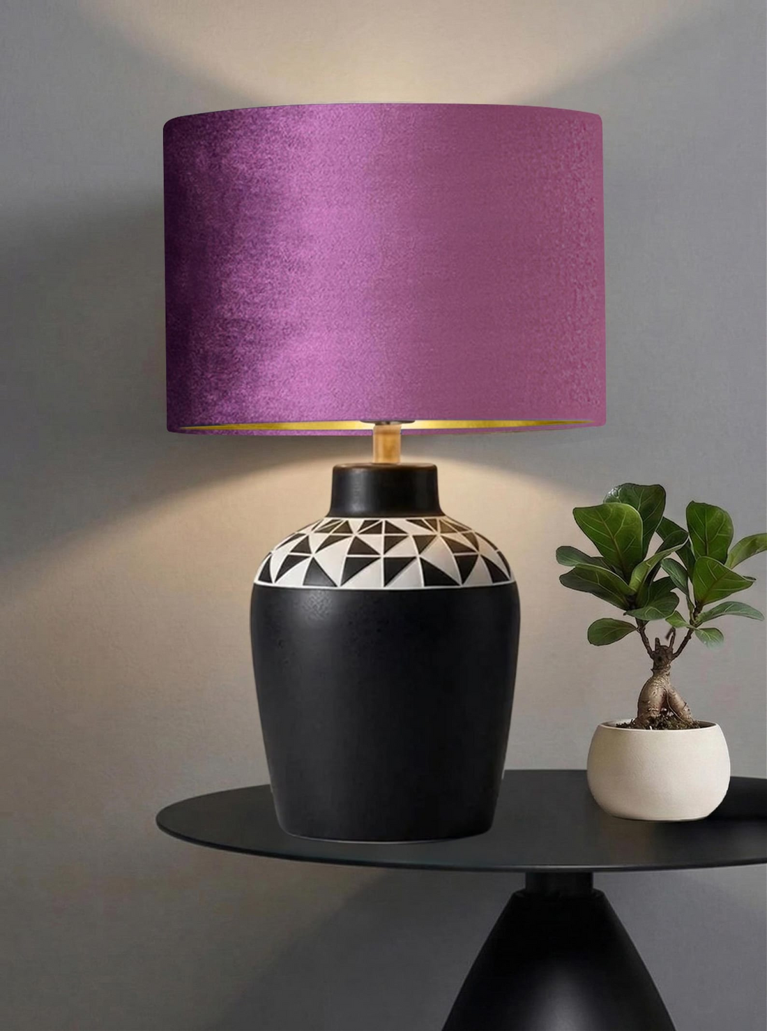 New luxury premium quality heather pink glamour velvet fabric with brushed metallics lining lamp shade pendant light shade in multi sizes