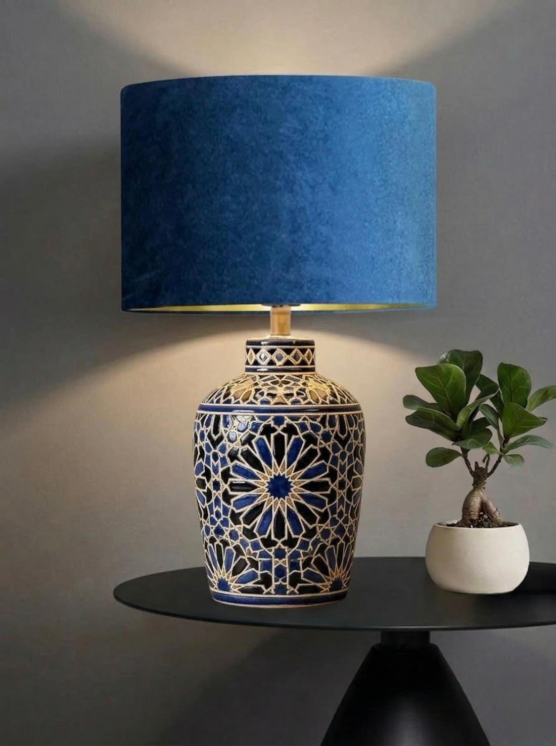 New luxury premium quality petrol blue glamour velvet fabric with brushed metallics lining lamp shade pendant light shade in multi sizes