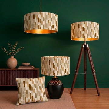 New high quality handmade brown neutral eirth colour strips pattern on velvet DRUM shape lamp shade pendant light lamp shade all size shape