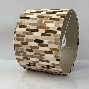 New high quality handmade brown neutral eirth colour strips pattern on velvet DRUM shape lamp shade pendant light lamp shade all size shape
