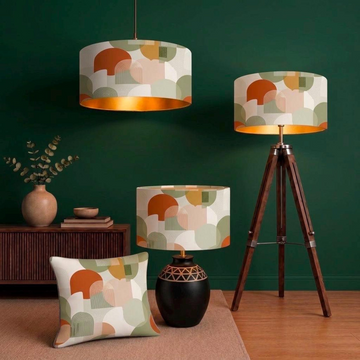 New high quality handmade orange sage boho retro geometric pattern on velvet DRUM shape lamp shade pendant light lamp shade all size shape