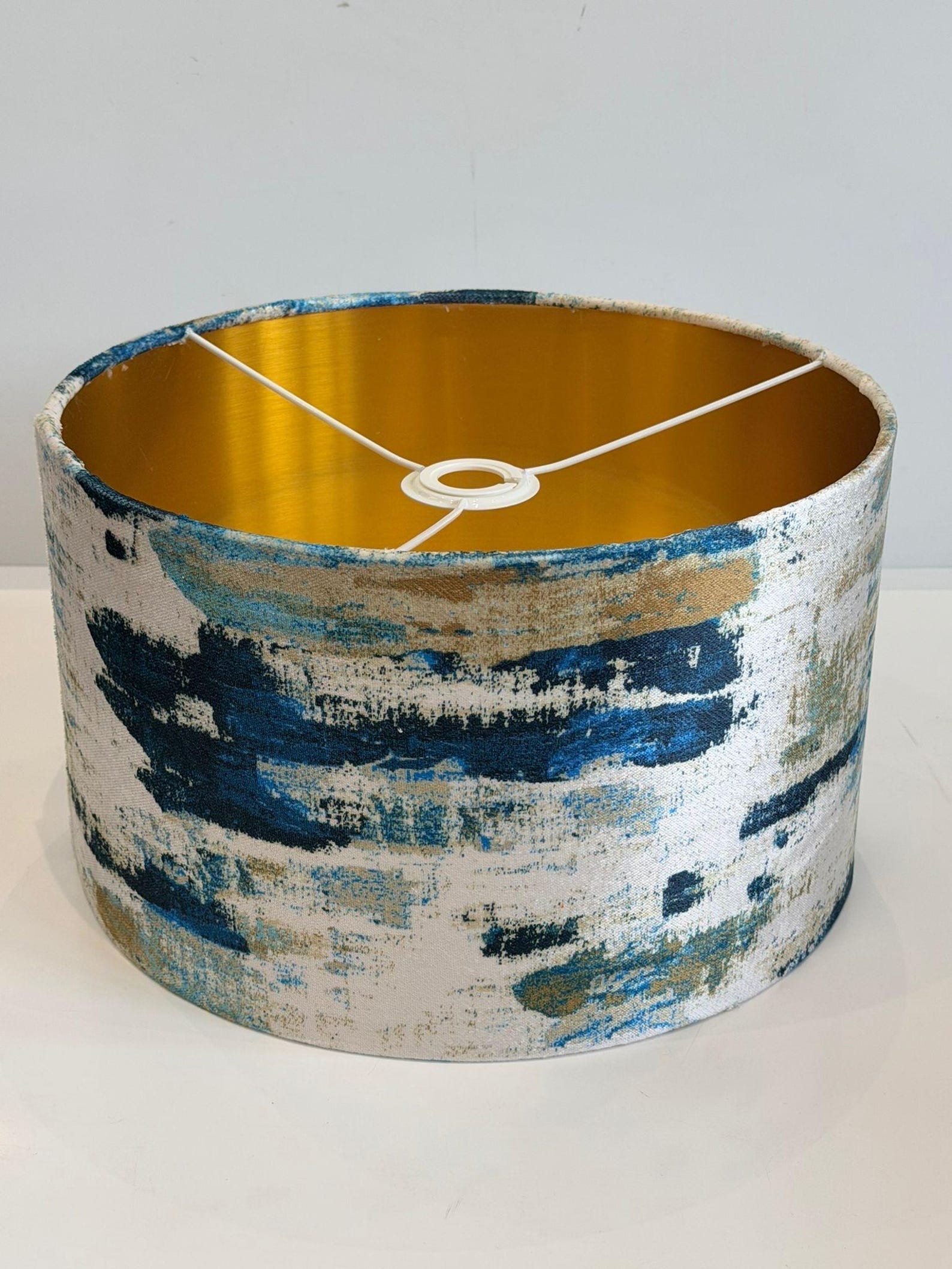 New exclusive handmade abstract teal blue marble effect velvet drum lamp shade pendant light lamp shade all shapes sizes available