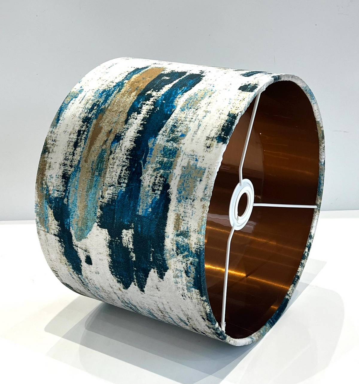 New exclusive handmade abstract teal blue marble effect velvet drum lamp shade pendant light lamp shade all shapes sizes available