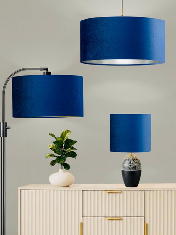 New handmade luxury premium quality glamour royal blue velvet drum lamp shade suitable for table, floor and ceilings all sizes available