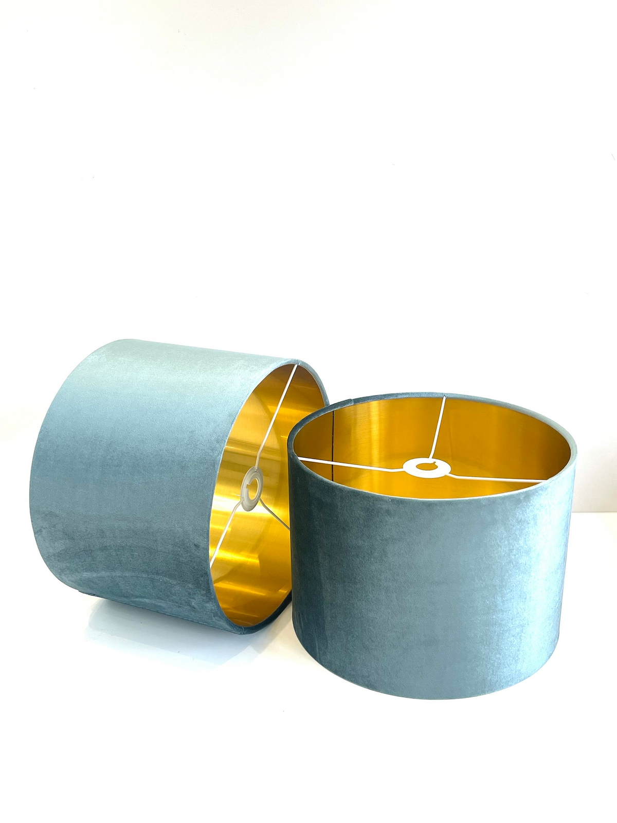 New luxury handmade luxury duck egg blue glamour velvet drum shape lamp shade pendant light lamp shade for all purposes table and ceiling
