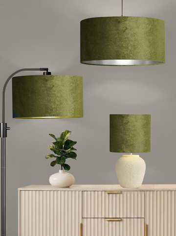 New luxury premium quality sage glamour velvet fabric with brushed metallics lining lamp shade pendant light shade in multi sizes