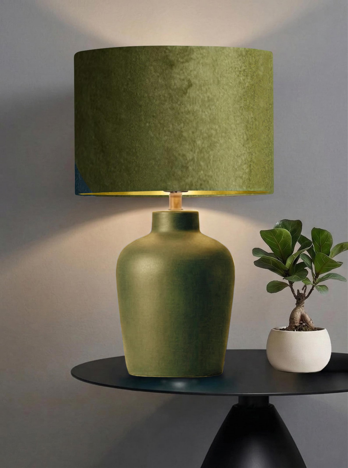 New luxury premium quality sage glamour velvet fabric with brushed metallics lining lamp shade pendant light shade in multi sizes