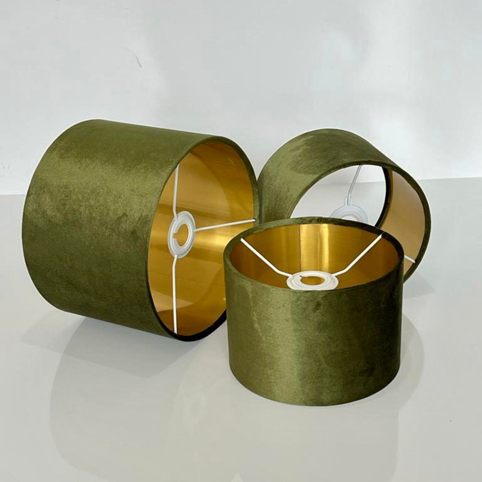 New luxury premium quality sage glamour velvet fabric with brushed metallics lining lamp shade pendant light shade in multi sizes