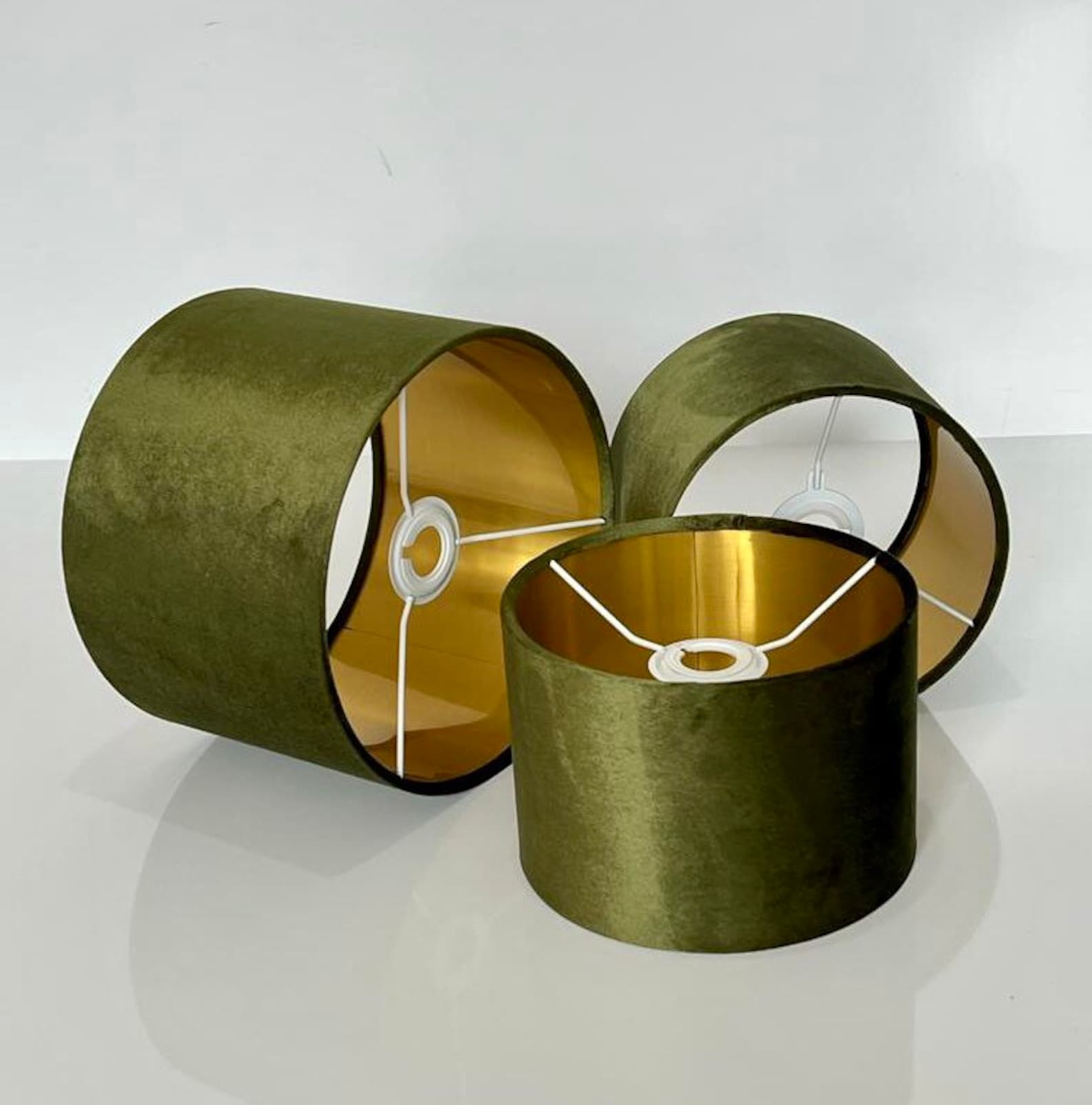 New luxury premium quality sage glamour velvet fabric with brushed metallics lining lamp shade pendant light shade in multi sizes