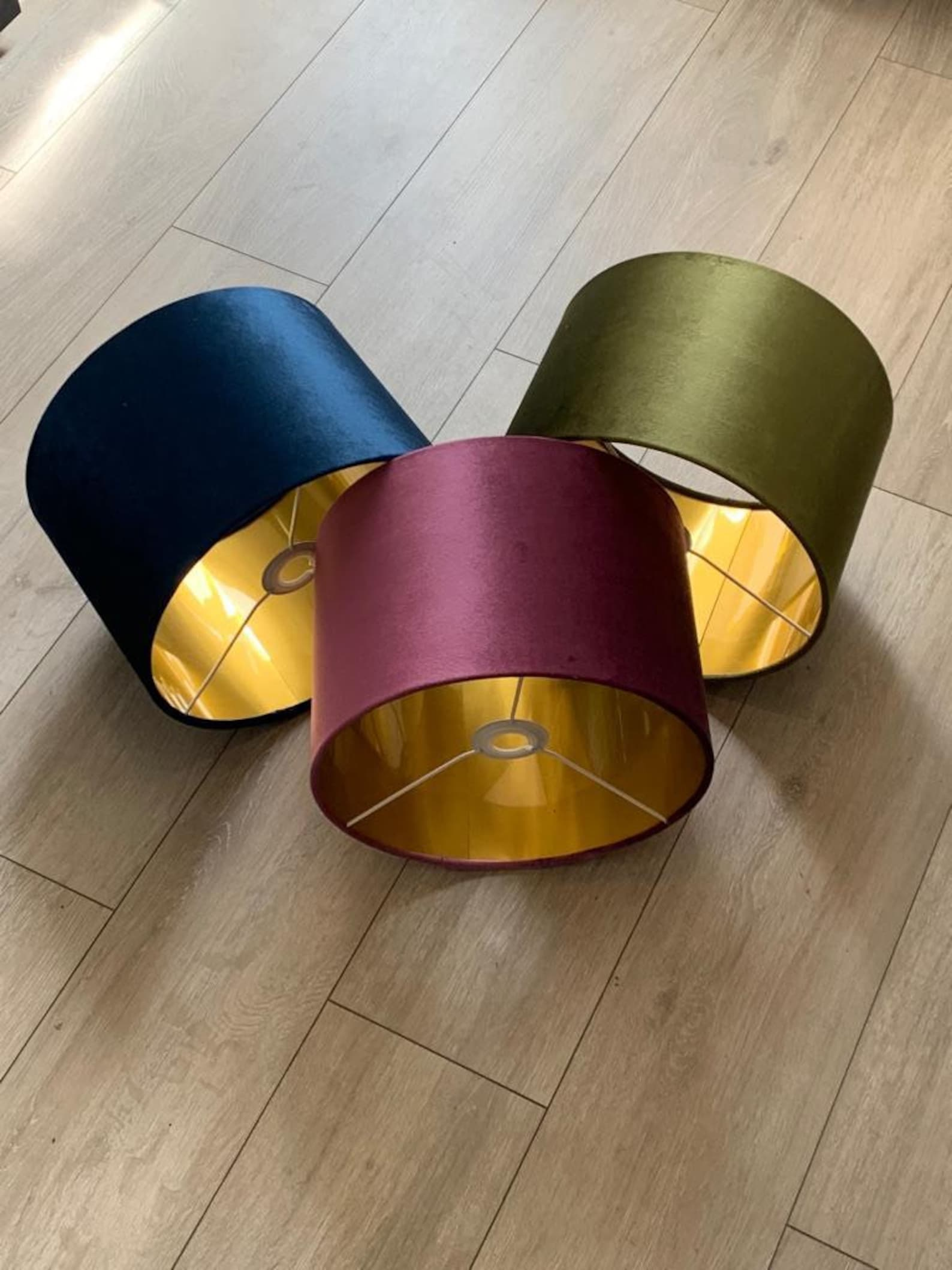New luxury premium quality glamour emerald green velvet fabric with brushed metallics lining lamp shade pendant light shade in multi sizes