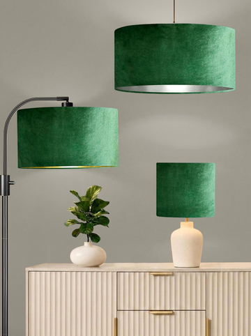 New luxury premium quality glamour emerald green velvet fabric with brushed metallics lining lamp shade pendant light shade in multi sizes