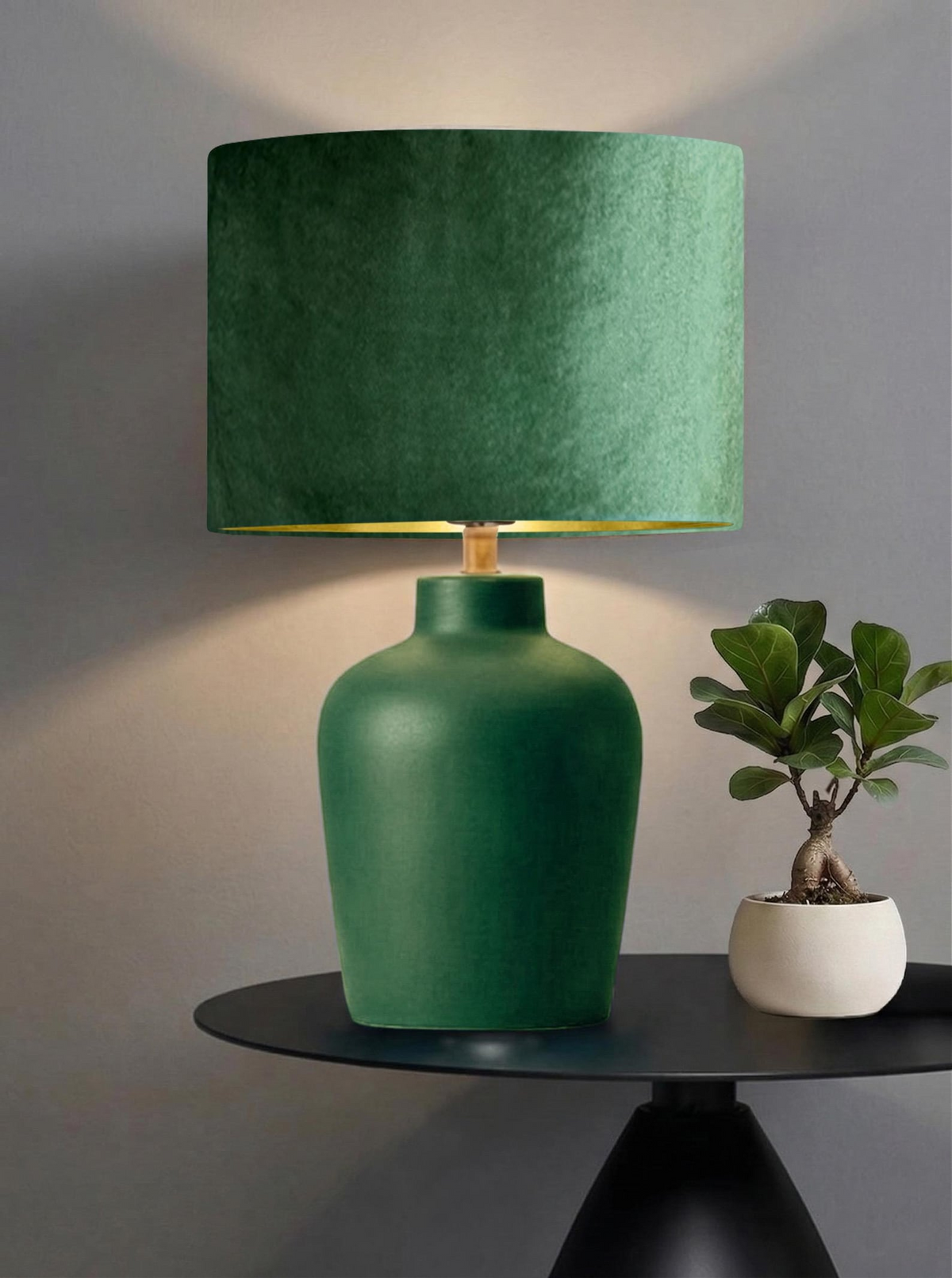 New luxury premium quality glamour emerald green velvet fabric with brushed metallics lining lamp shade pendant light shade in multi sizes