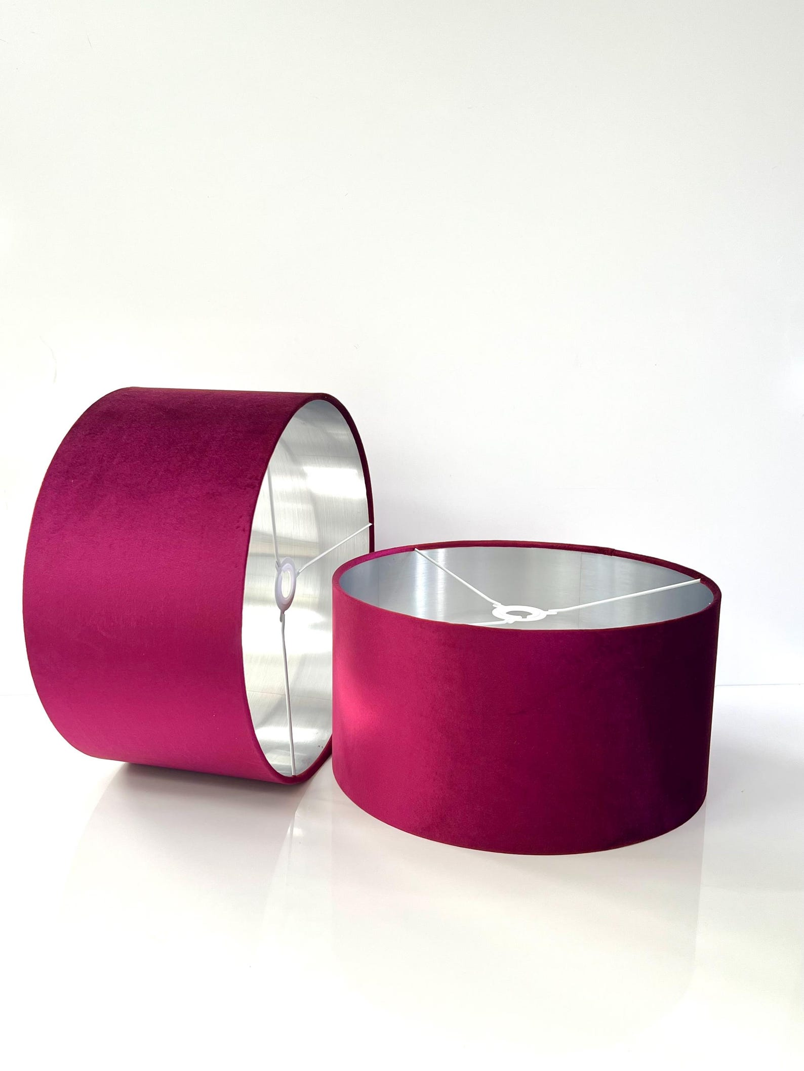 New luxury premium quality glamour fuchsia pink velvet fabric with brushed silver lining lamp shade pendant light shade in multi sizes