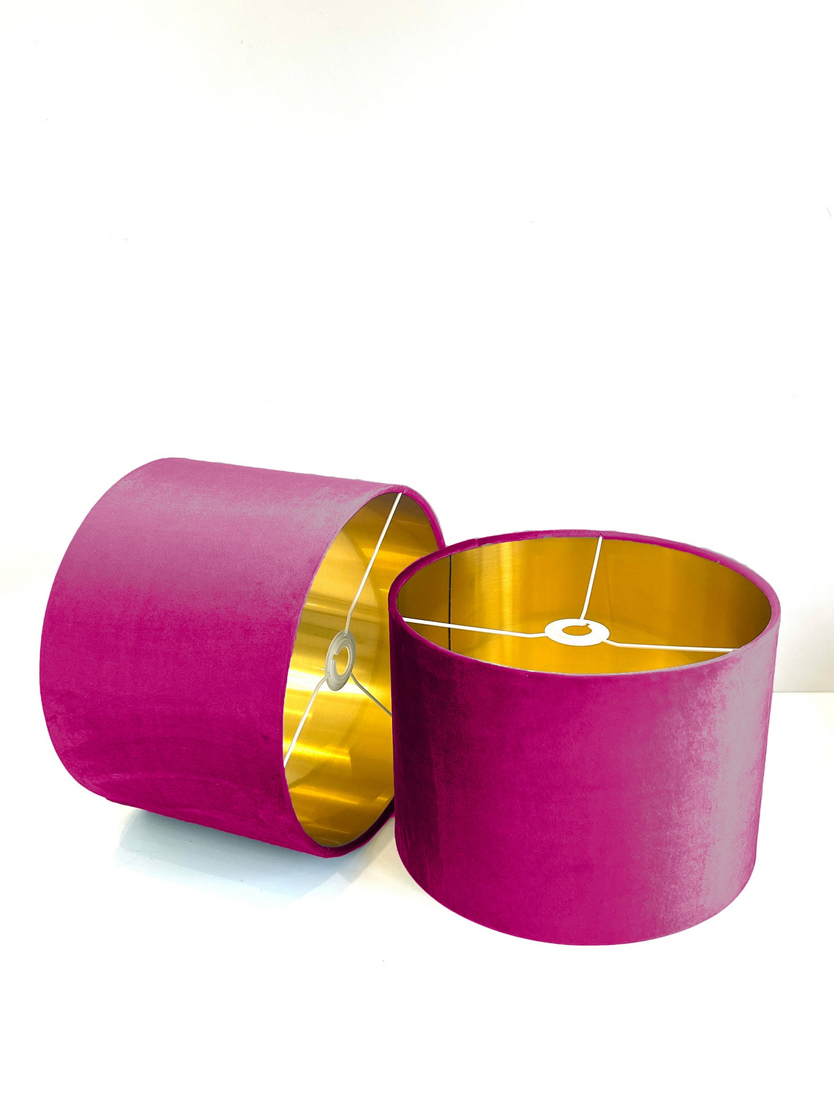 New luxury premium quality glamour fuchsia pink velvet fabric with brushed silver lining lamp shade pendant light shade in multi sizes
