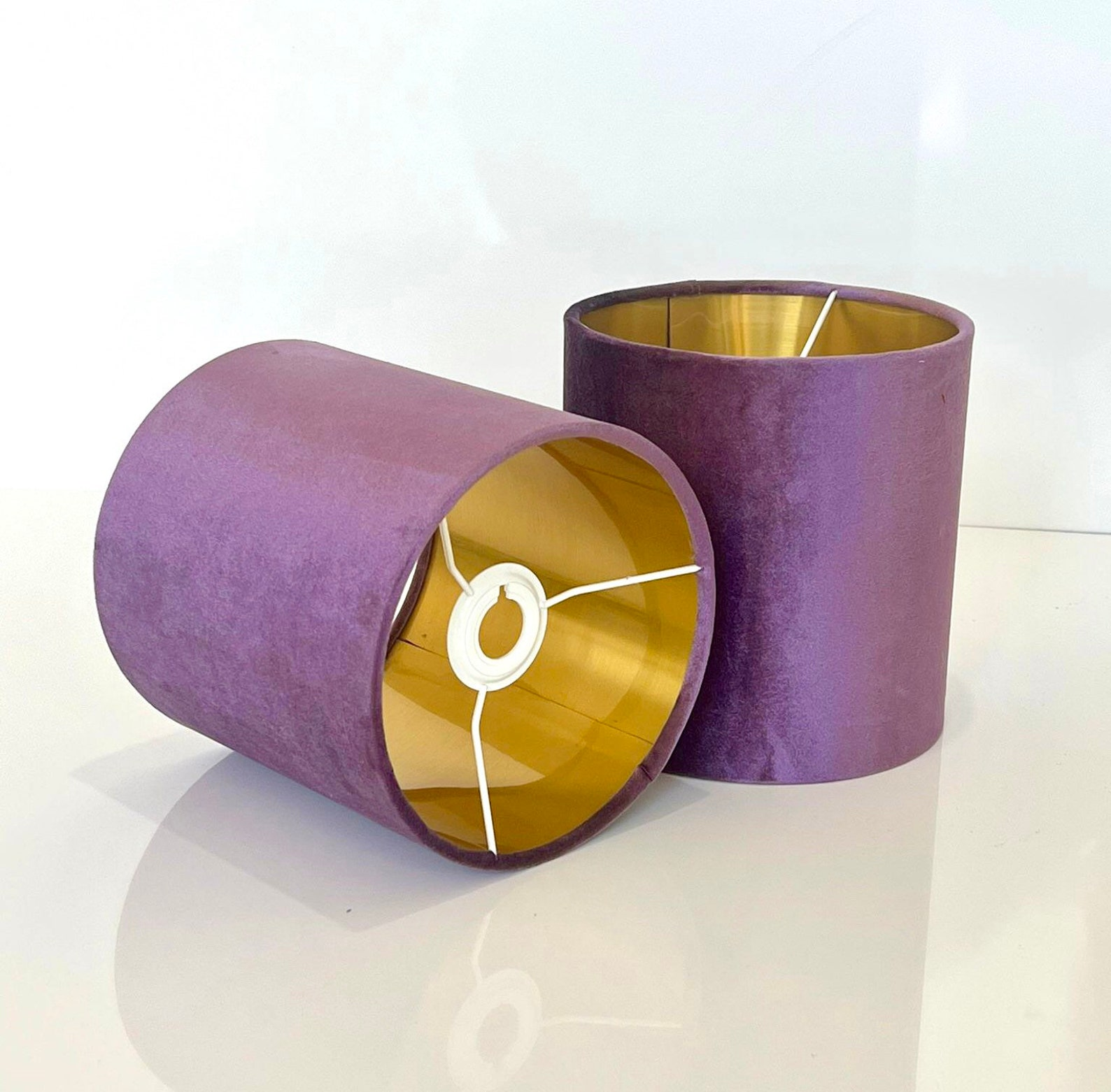 New luxury premium quality glamour lavender aubergine purple velvet fabric with brushed metallics lining lamp shade pendant light shade