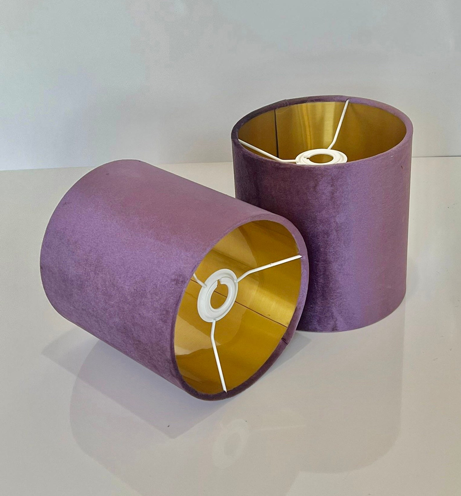 New luxury premium quality glamour lavender aubergine purple velvet fabric with brushed metallics lining lamp shade pendant light shade