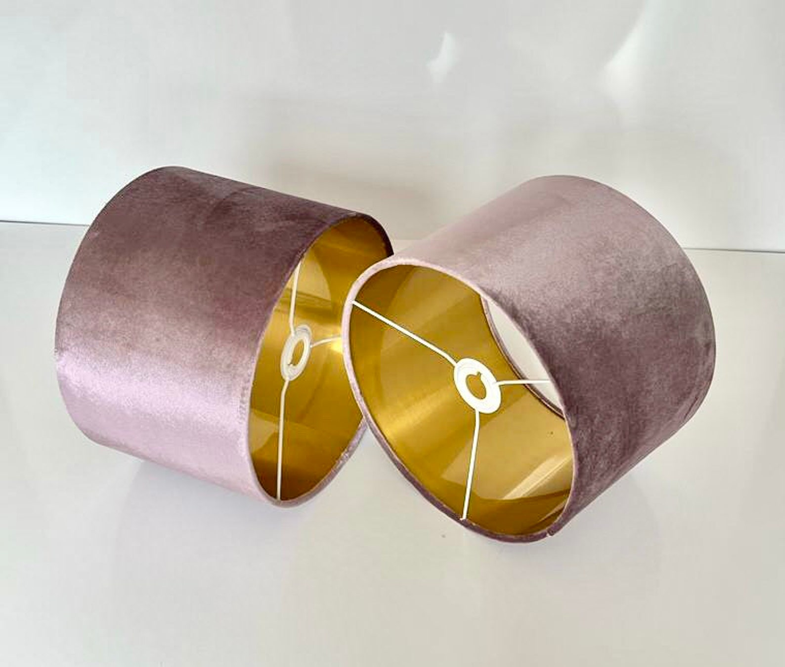 New luxury premium quality glamour lilac purple velvet fabric with brushed metallics lining lamp shade pendant light shade in multi sizes