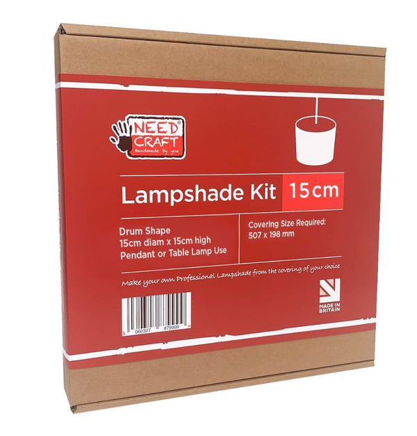New lamp shade craft kit 15cm diameter x 15cm height  drum with white plain panel  all instructions guide included
