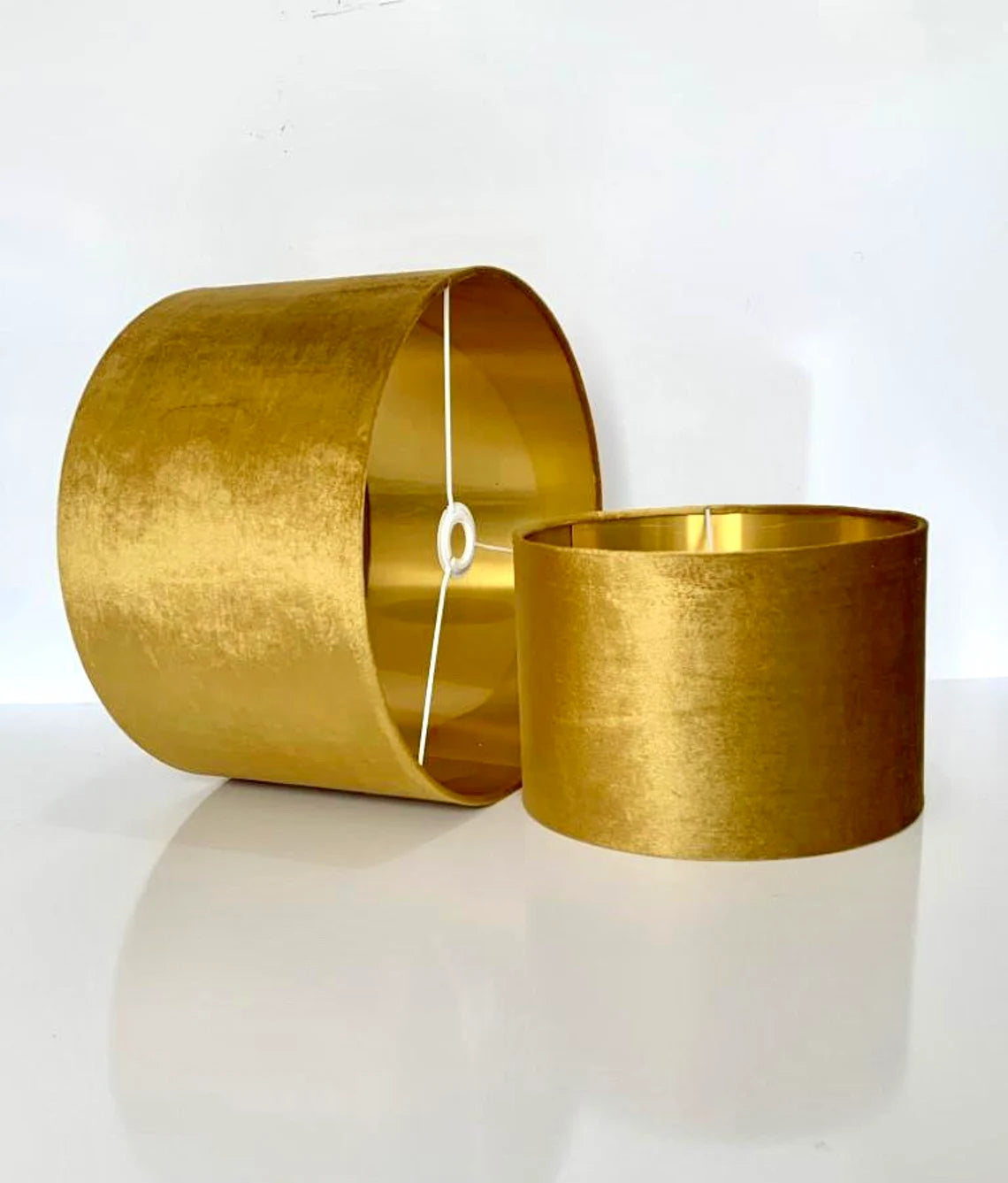 NEW luxury handmade by order DRUM shape glamour mustard gold velvet lamp shade pendant light lamp shade with metallic panels lining