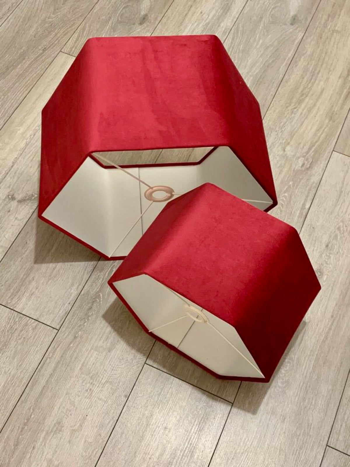 New high quality luxury upholstery velvet fuchsia pink hexagon lamp shade pendant light shade