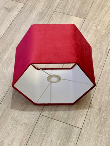 New high quality luxury upholstery velvet fuchsia pink hexagon lamp shade pendant light shade