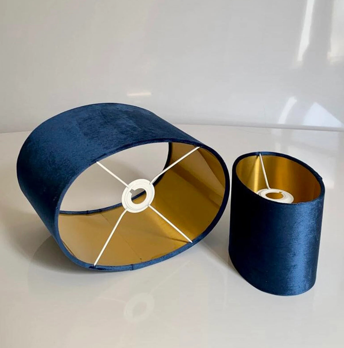 New luxury high quality navy blue velvet fabric lamp shade oval shape lamp shade OVAL