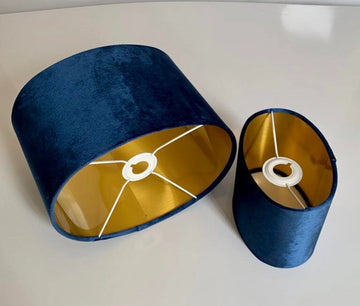 New luxury high quality navy blue velvet fabric lamp shade oval shape lamp shade OVAL