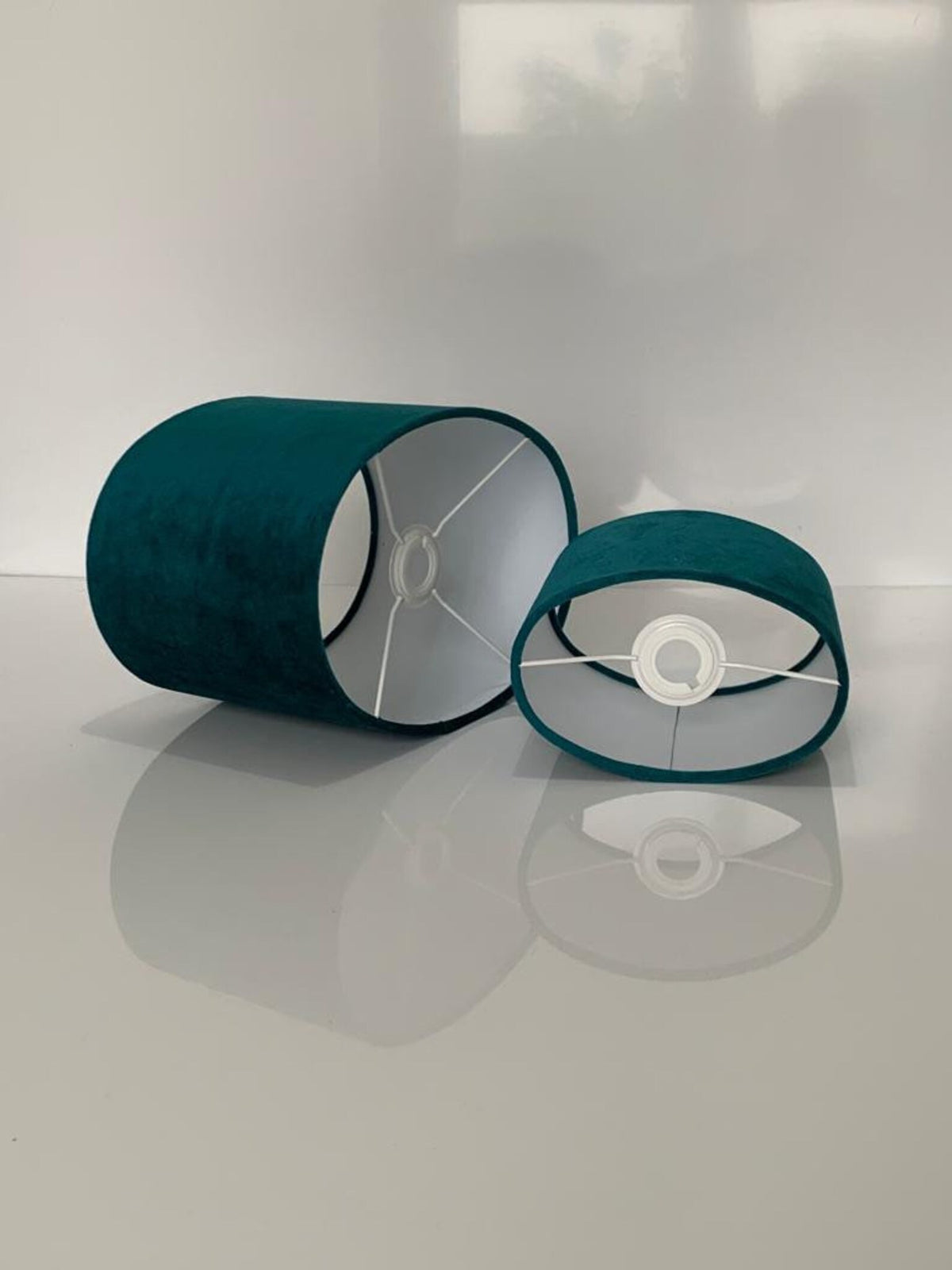 New luxury high quality teal peacock velvet fabric lamp shade oval shape lamp shade