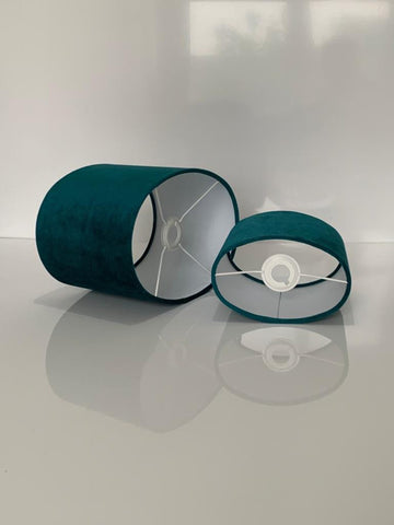 New luxury high quality teal peacock velvet fabric lamp shade oval shape lamp shade