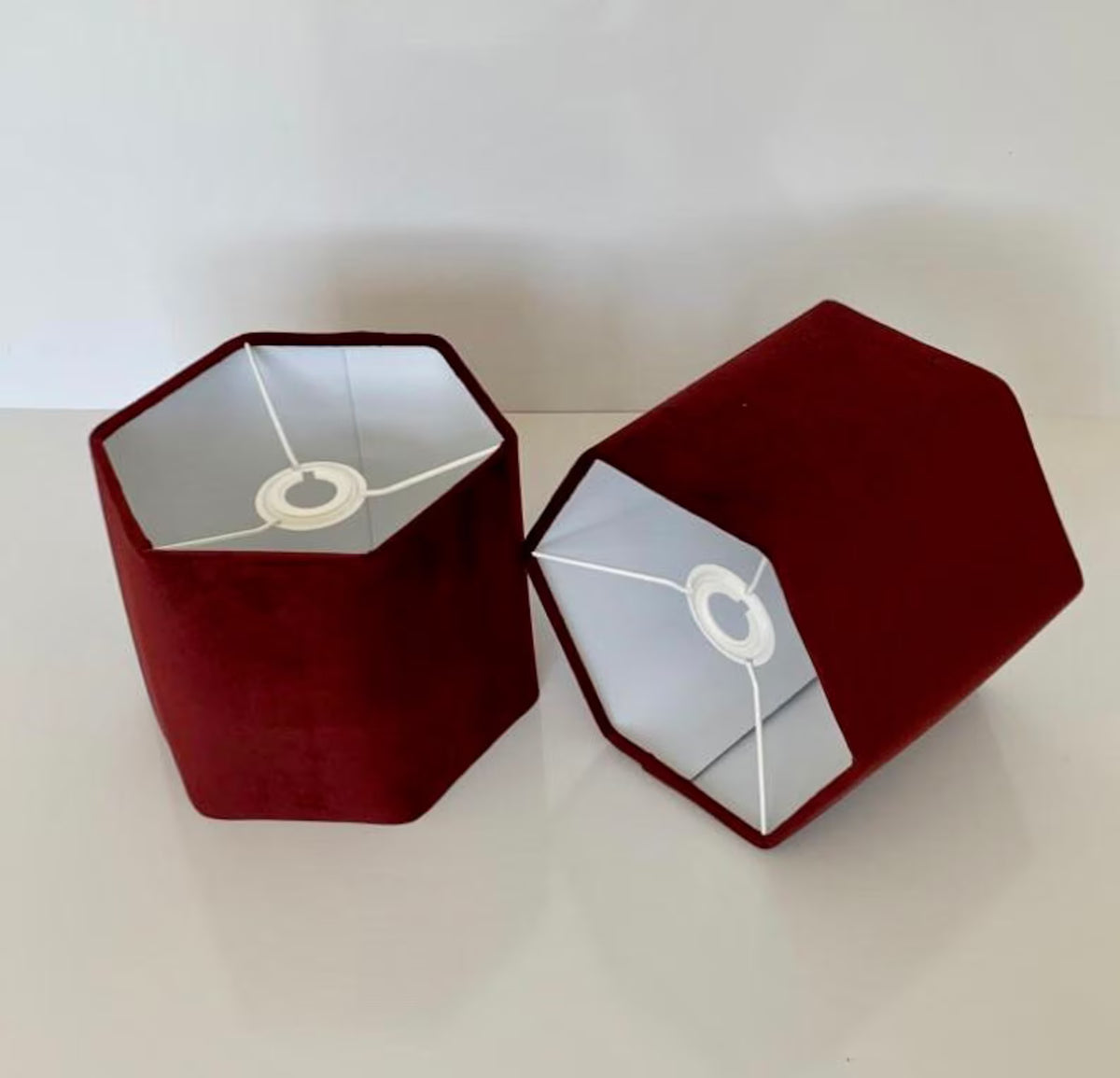 New HQ modern burgundy soft velvet table and ceiling lamp shade pendant multi sizes And multi sizes drum, hexagon, rounded square, tapered