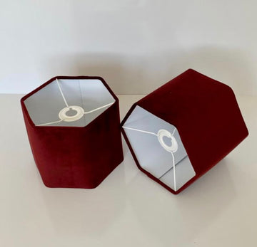 New HQ modern burgundy soft velvet table and ceiling lamp shade pendant multi sizes And multi sizes drum, hexagon, rounded square, tapered