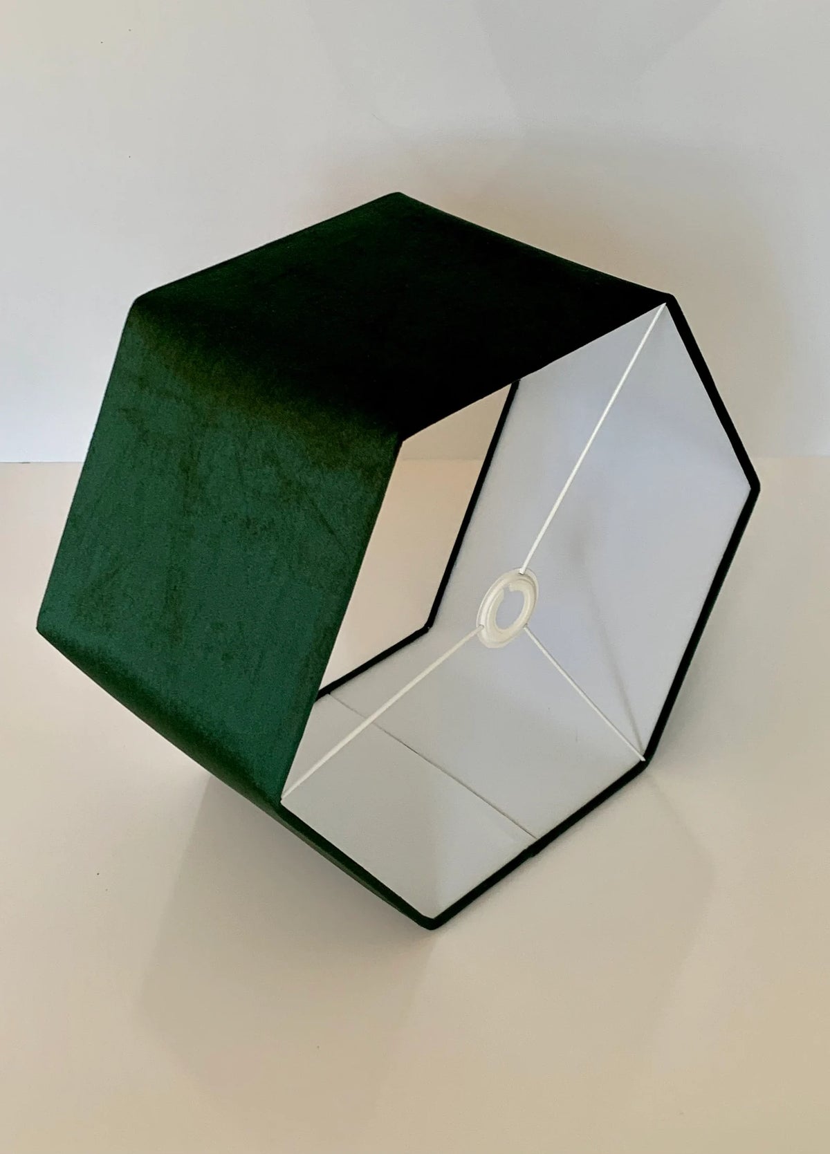 New high quality luxury upholstery velvet bottle green hexagon lamp shade pendant light shade