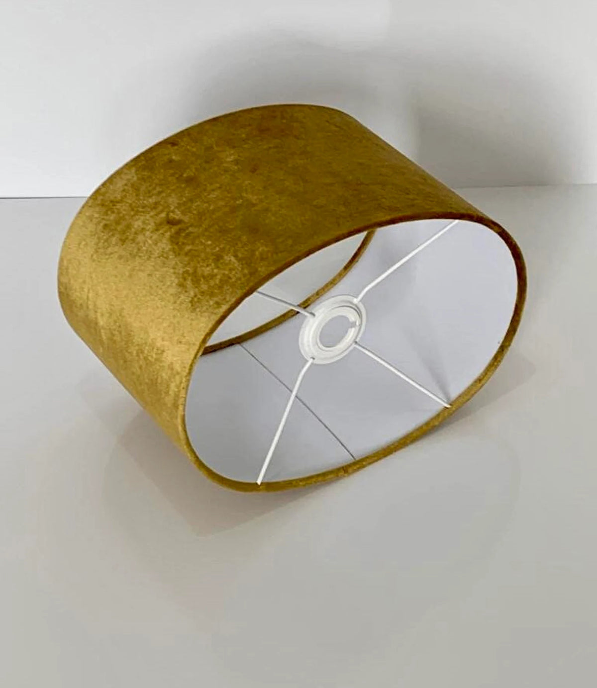 New luxury high quality mustard gold velvet fabric lamp shade oval shape lamp shade