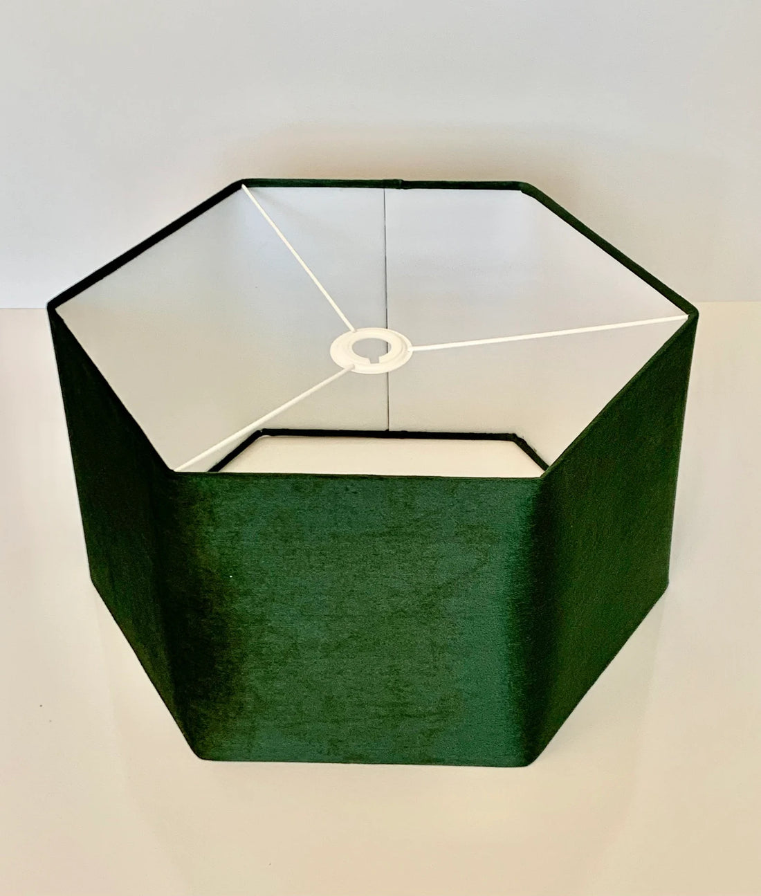 New high quality luxury upholstery velvet bottle green hexagon lamp shade pendant light shade