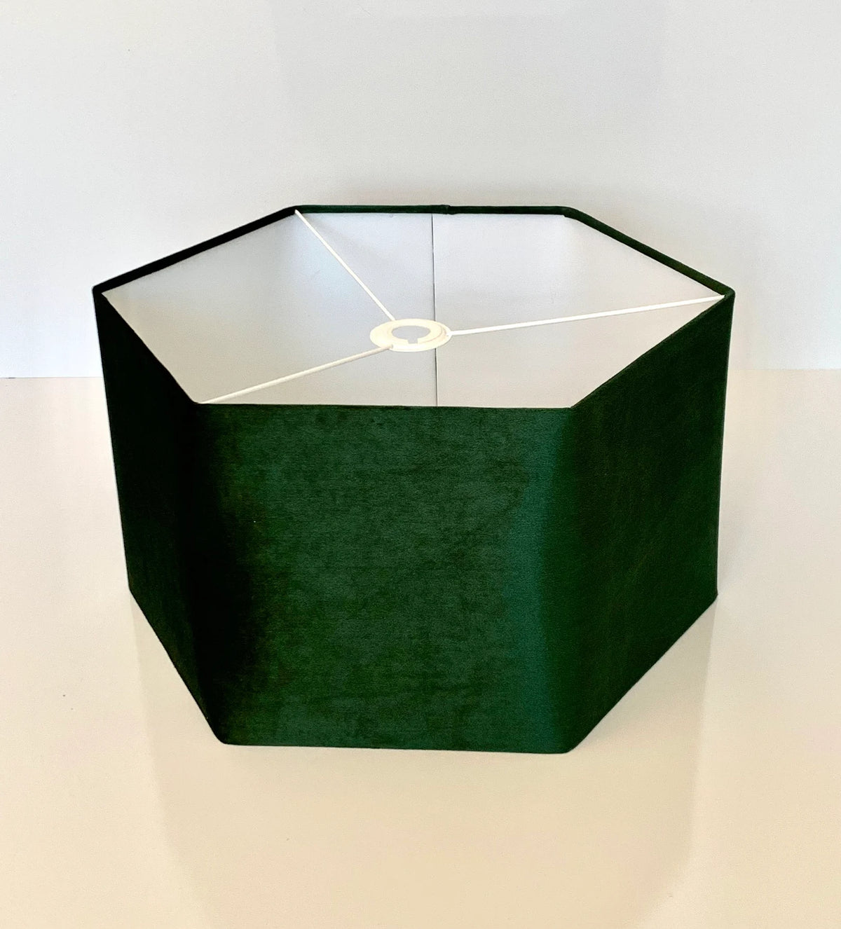 New high quality luxury upholstery velvet bottle green hexagon lamp shade pendant light shade