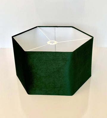 New high quality luxury upholstery velvet bottle green hexagon lamp shade pendant light shade