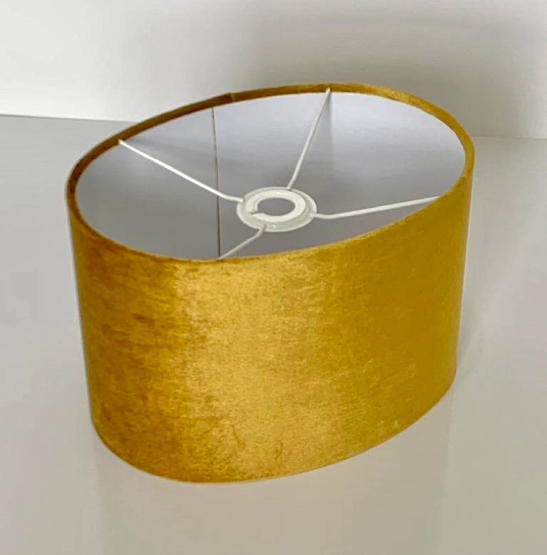 New luxury high quality mustard gold velvet fabric lamp shade oval shape lamp shade