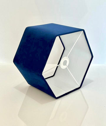 New high quality luxury upholstery velvet royal blue fabric hexagon lamp shade pendant light shade