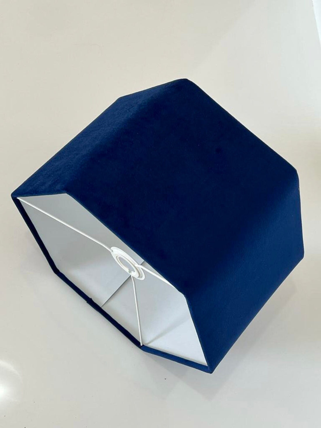 New high quality luxury upholstery velvet royal blue fabric hexagon lamp shade pendant light shade