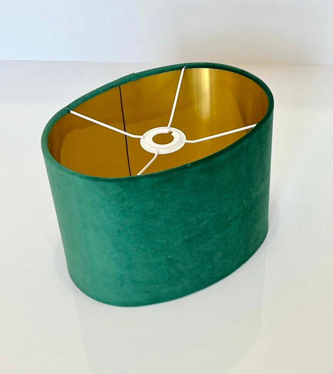 New luxury high quality emerald green velvet fabric lamp shade oval shape lamp shade OVAL metallic lining