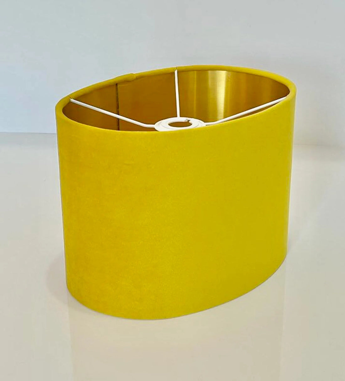 New luxury high quality lime yellow velvet fabric lamp shade oval shape lamp shade OVAL metallic lining