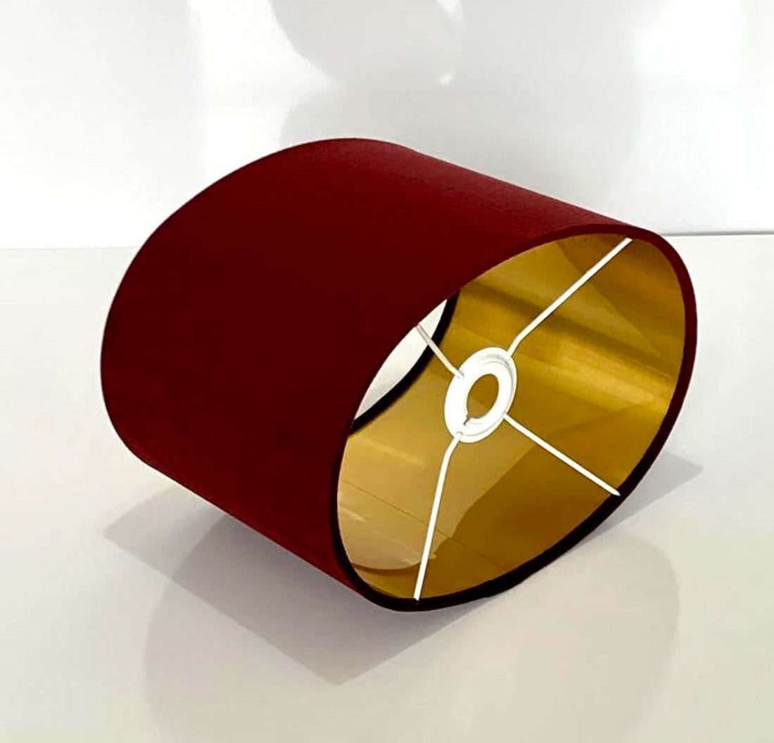 New luxury high quality burgundy red velvet fabric lamp shade oval shape lamp shade OVAL metallic lining