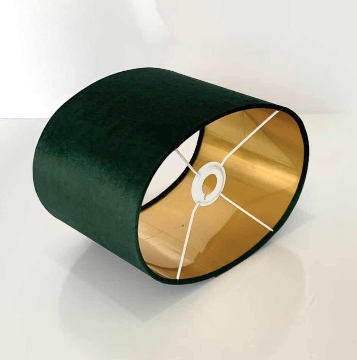 New handmade by order luxury high quality bellisimo bottle green velvet fabric lamp shade oval shape lamp shade OVAL with metallic lining