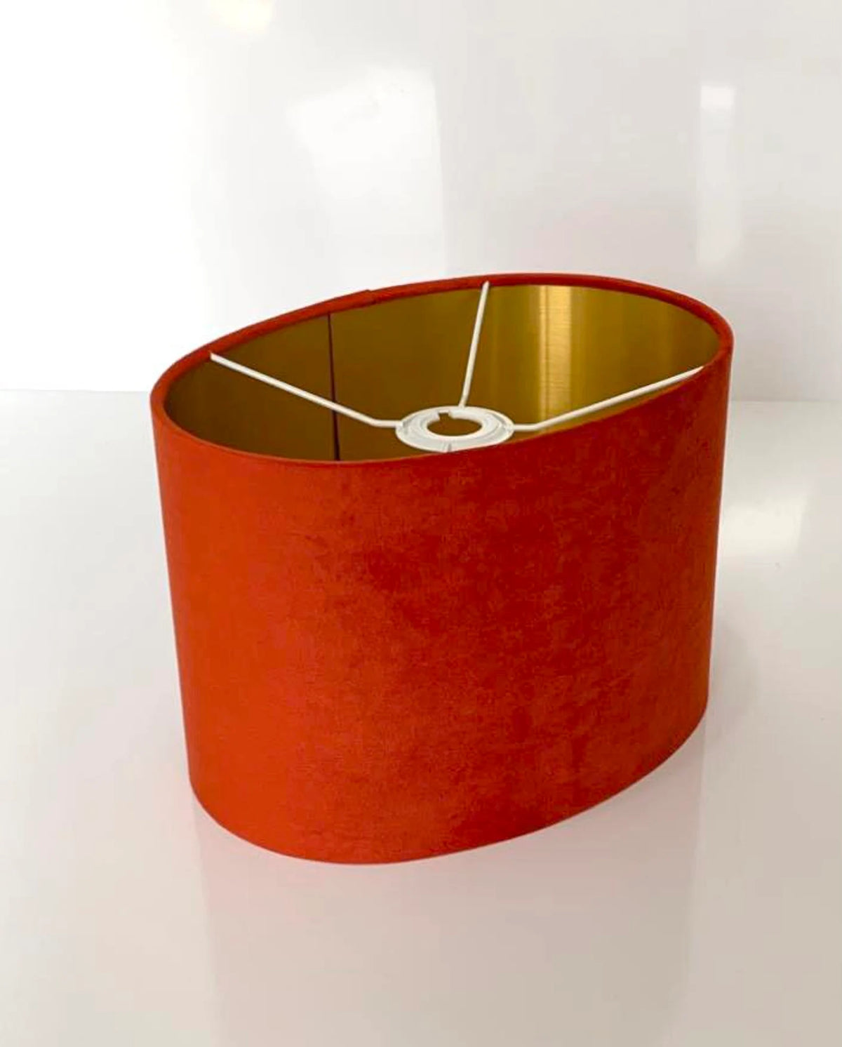 New luxury high quality pumpkin orange velvet fabric lamp shade oval shape lamp shade OVAL with silver lining